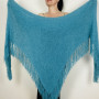 Turquoise Evening Wedding Shawl Fuzzy Warm Triangle Knit Bridal Shoulders Wrap With Pin Brooch Turquoise Evening Wedding Shawl Fuzzy Warm Triangle Knit Bridal Shoulders Wrap With Pin Brooch