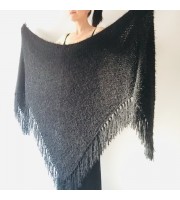 Black Fuzzy Bridal Shawl Plus Size Faux Fur Wedding Wrap With Fringe Triangle Bride Scarf