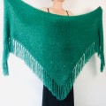 Emerald Wedding Shawl Faux Fur Fuzzy Knit Bridal Wrap With Fringe Bride Triangle Scarf