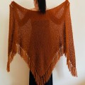 Mustard Fuzzy Wedding Bridal Shawl Knit Faux Fur Triangle Scarf Bride Wrap With Pin Brooch