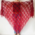 Red shawl cotton wedding wrap wine bridal shawl fall winter wedding shawl bridesmaid shawl triangle shawl fringe bride shawl wedding wrap