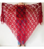 Red shawl cotton wedding wrap wine bridal shawl fall winter wedding shawl bridesmaid shawl triangle shawl fringe bride shawl wedding wrap