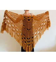 Mustard Bride Shawl Fringe, Mohair Bridal Cover up, Bridesmaid Wrap Gift, Wedding Cape, Brown Scarf shawl Lace boho mohair