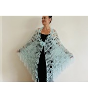 Mint triangle shawl fringe lace wedding bridal shawl bridal cape bridesmaid shawl wedding capelet bride shawl