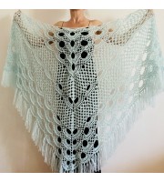 Mint lace wedding cape wool triangle shawl fringe bride shawl wedding capelet bridesmaid shawl wedding shawl bridal cape bridal shawl