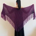 Plum Wedding Wrap Violet Bridal Shawl With Fringe Mother Of Bride Mohair Wool Triangle Scarf