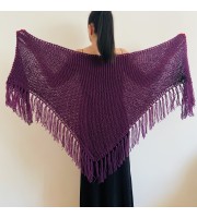 Plum Wedding Wrap Violet Bridal Shawl With Fringe Mother Of Bride Mohair Wool Triangle Scarf