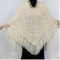 Ivory Wedding Wrap Mohair Wool White Bridesmaid Shawl With Fringe Bridal Triangle Scarf For Bride