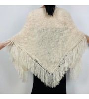 Ivory Wedding Wrap Mohair Wool White Bridesmaid Shawl With Fringe Bridal Triangle Scarf For Bride