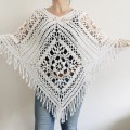 White poncho women, Plus size poncho fringe, Boho wool mohair poncho Girls poncho cape Festival Unisex loose knit