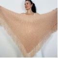 Champagne Wedding Shawl Bridal Wrap Mohair Wool Bride Triangle Scarf With Fringe 