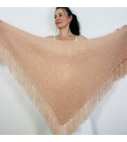 Champagne Wedding Shawl Bridal Wrap Mohair Wool Bride Triangle Scarf With Fringe 