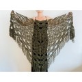 Dark Green Bridal Shawl Triangle 861 Fringe Bridesmaid gift Boho Wedding capelet shawl winter