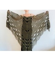 Dark Green Bridal Shawl Triangle 861 Fringe Bridesmaid gift Boho Wedding capelet shawl winter