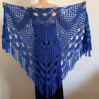 Royal Blue cashmere bridе shawl winter wedding shawl alpaca triangle shawl wedding cape bridesmaid shawl bride cover up anniversary gift