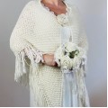 White Wedding Shawl Bridal Wrap Alpaca Wool Mather Of Bride Evening Triangle Knit Scarf