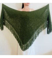 Dark Green Wedding Wrap Alpaca Wool Bridal Shawl With Fringe Evening Warm Triangle Knit Shoulders Wraps