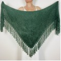 Emerald Wedding Bridal Shawl With Fringe Green Triangle Bride Shoulder Wrap Alpaca Wool Knit Scarf