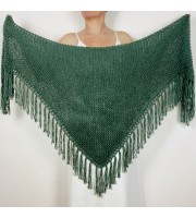 Emerald Wedding Bridal Shawl With Fringe Green Triangle Bride Shoulder Wrap Alpaca Wool Knit Scarf