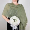 Olive green wedding shawl fringe, bridal pashmina scarf, bride cover up, knitted rectangular shawl, almond bridesmaid wrap