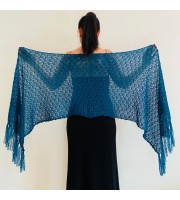 Petrol bridal wedding shawl, lace bride scarf, navy blue bridesmaid cover up, lightweight evening shoulder wrap, mohair pashmina