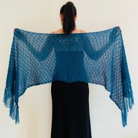 Petrol bridal wedding shawl, lace bride scarf, navy blue bridesmaid cover up, lightweight evening shoulder wrap, mohair pashmina