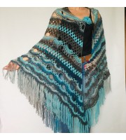 Blue alpaca shawl fringe ombre spider shawl black halloween shawl triangle wrap plus size gradient shawl purple alternative shawl