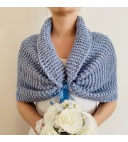 Light blue bolero wool bridal shrug crochet bolero shrug bridal bolero wedding cape short sleeve shrug bride shawl winter wedding stole