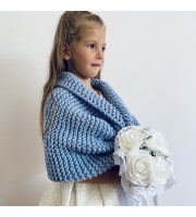 Light blue little girls bolero flower girl shawl kids shrug royal blue communion wrap childs shrug kids cape winter wedding shawl