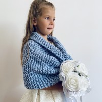 Light blue little girls bolero flower girl shawl kids shrug royal blue communion wrap childs shrug kids cape winter wedding shawl