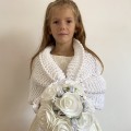 White shrug little girls bolero flower girl shawl ivory kids wedding wrap cream children shawl communion shrug shawl for children