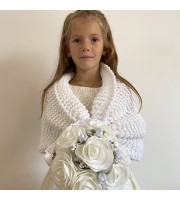 White shrug little girls bolero flower girl shawl ivory kids wedding wrap cream children shawl communion shrug shawl for children