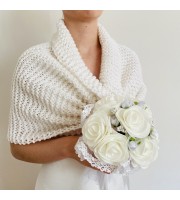 White Wedding Bolero Shrug Bridal Shoulder Wrap Bride Wool Shawl