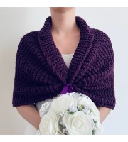 Plum Wedding Bridal Bolero Shrug Violet Bride Wool Shoulder Wrap