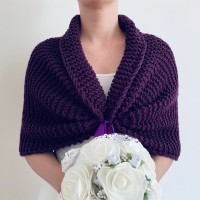 Plum Wedding Bridal Bolero Shrug Violet Bride Wool Shoulder Wrap