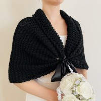 Black Shawl For Dress For Wedding Bridal Bolero Shrug Bride Stole