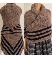 Brown Outlander Claire Shawl Knit Wrap Alpaca, Wool sontag shawl Triangle Shawl for Mom Her Mohair warm shoulder wrap Inspired Claire's Carolina