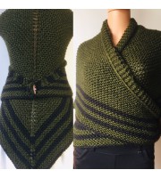 Green Outlander Shawl Wool, Brown Striped Triangle Shawl, Inspired Claire's Carolina S4 Drums of Autumn Claire Fraser Ridge Black Gray