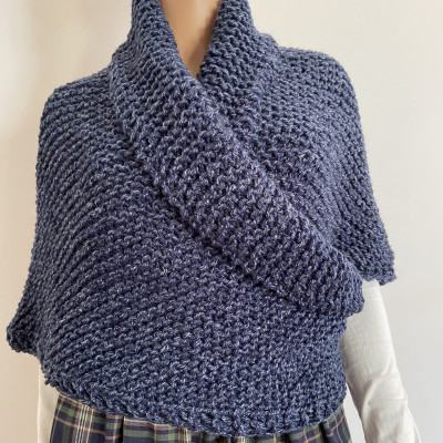 Outlander Claire cosplay shawl blue knit shoulder wrap petrol winter ...