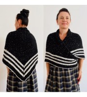 Black Claire Outlander rent Shawl Knit shoulder Wrap Alpaca, Mohair warm triangle wool shawl celtic sontag Shawl anniversary gift Mom Her