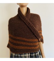 Outlander Claire alpaca shawl brown knit shoulder wrap russet melange winter sontag triangle shawl celtic anniversary gift wife mom sister