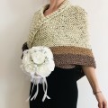 Ivory Outlander Shawl Alpaca, Beige Wool Triangle Shawl knit Brown Claire Shawl, Black Gray sontag shawl anniversary gift her wife mom