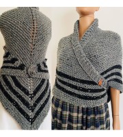 Outlander Claire shawl grey alpaca tweed triangle shawl knit shoulder wrap sontag celtic shawl Outlander costume gifts wife mom sister