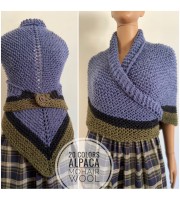 Claire Outlander shawl alpaca blue wool triangle shawl khaki knit shoulder wrap celtic sontag scottish shawl anniversary gift wife mom