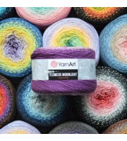 FLOWERS MOONLIGHT YarnArt Gradient 250 g 1000 meters Glitter Metallic Lurex Multicolor cotton yarn Rainbow crochet yarn hand knit Shiny yarn