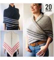 Gray 960 Triangle sontag shawl with button for fastening, Inspired Claire Carolina S4 Drums of Autumn Outlander Knit