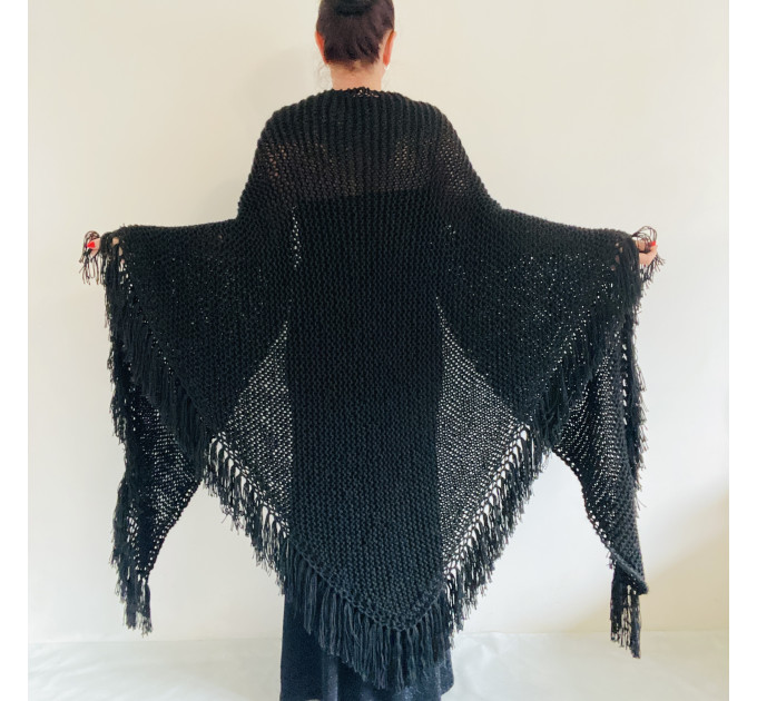Green Bridal Shawl With Fringe Evening Warm Wedding Wrap Triangle Knit Shoulder Wrap