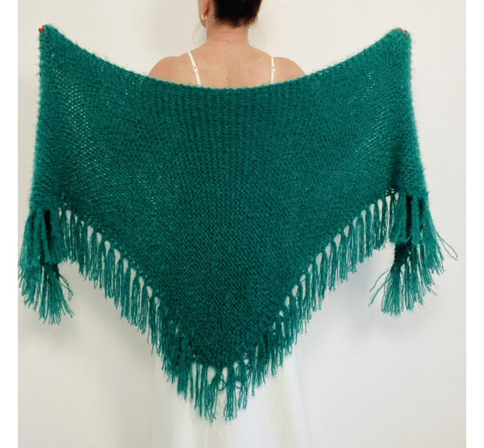 Light Blue Wedding Shawl For Bride And Bridesmaid's Fuzzy Triangle Bridal Wrap With Pin Brooch