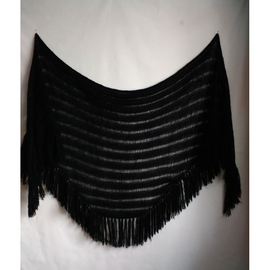 BLACK Crochet Shawl Wraps BOHO SHAWL Knit Wool Lace Mohair Shawl Gifts ...