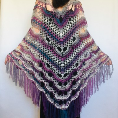 Outlander Crochet Shawl Poncho Cape Fringe Hand Knit Triangle Scarf Women Lace Evening Wraps Men Plus Size festival Clothing